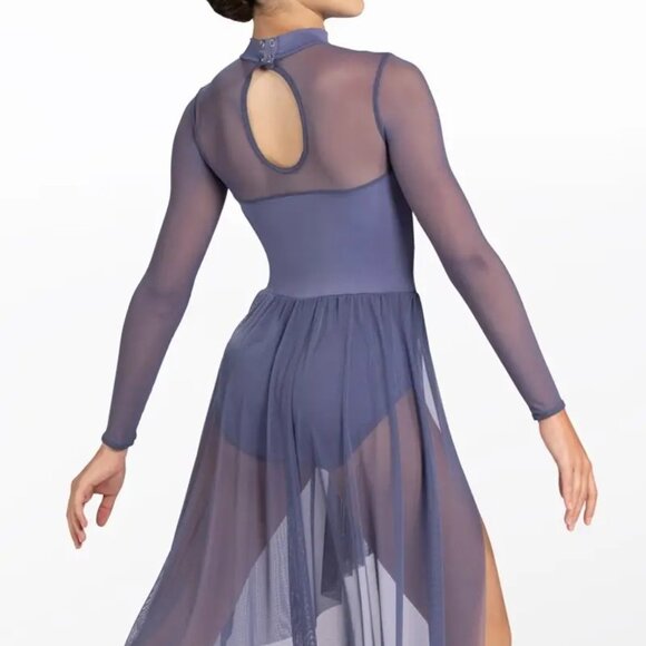 Weissman Asymmetrical Mock Neck Dress Dance Costume Bruises 12994 White Size M - Picture 2 of 11